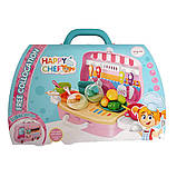 Набори для дітей кухня з овочами продуктами посудом Happy Chef Дитячий набір юного кухаря у валізі кейсі, фото 2