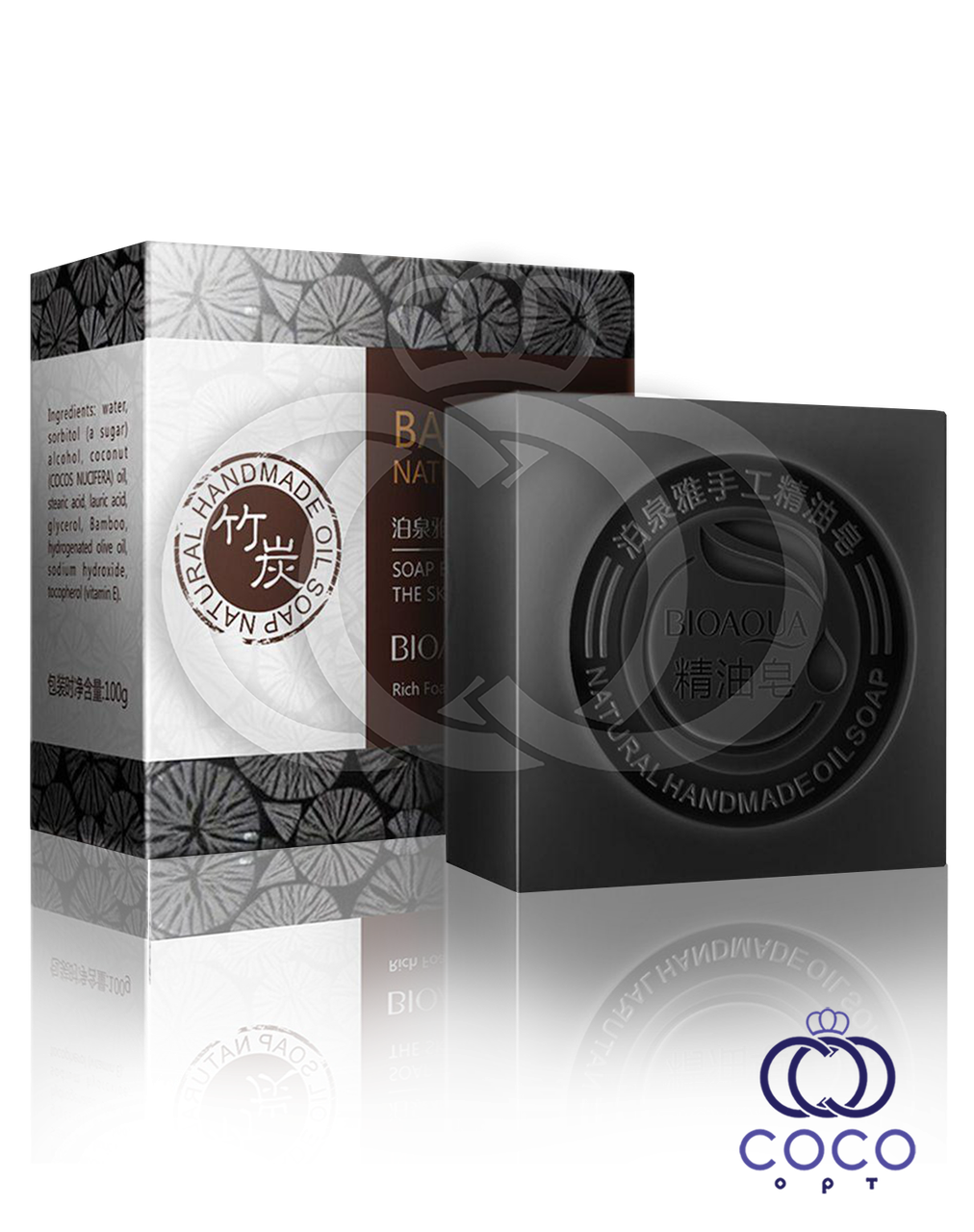 Мило ручної роботи Bioaqua Bamboo Handmade Oil Soap з бамбуковим вугіллям і кокосовою олією 100 г