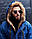 Зимова чоловіча куртка-парку тепла на хутрі з капюшоном синя \ Розміри (S L XL XXL), фото 5