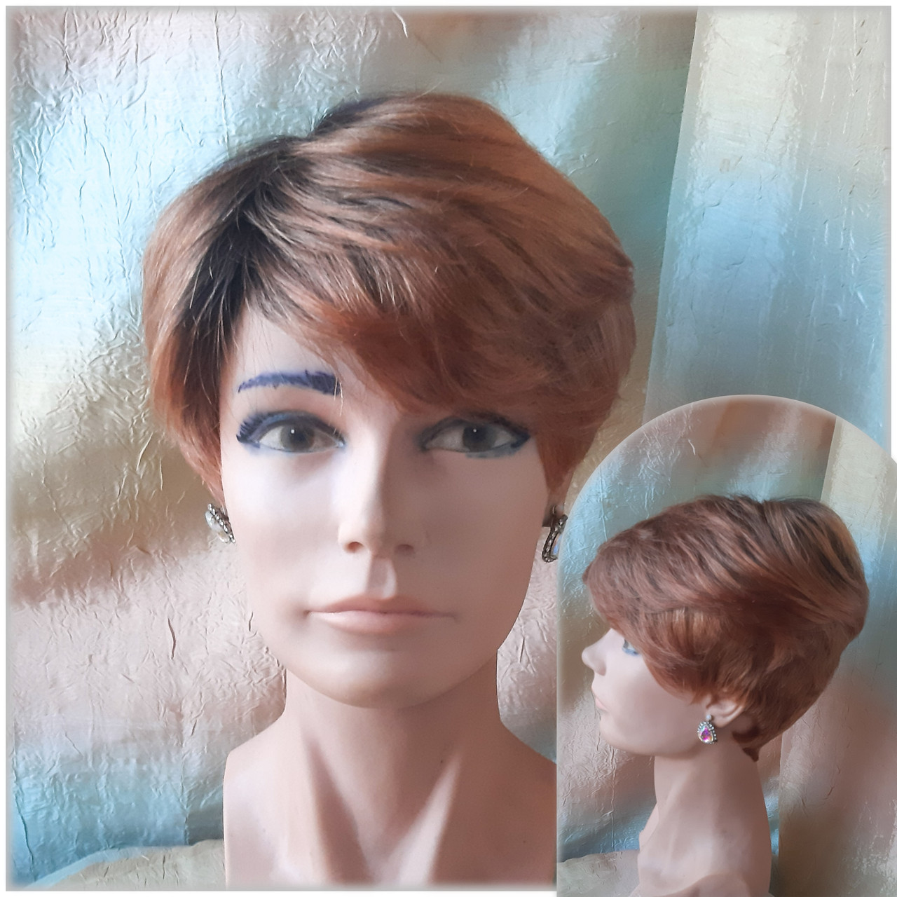 Перука короткий піксі з натуральних волосся карамельне омбре KRISTI - Y4/928, фото 1