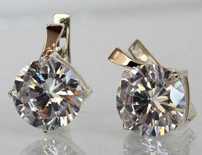 Серебряные серьги с золотыми вставками