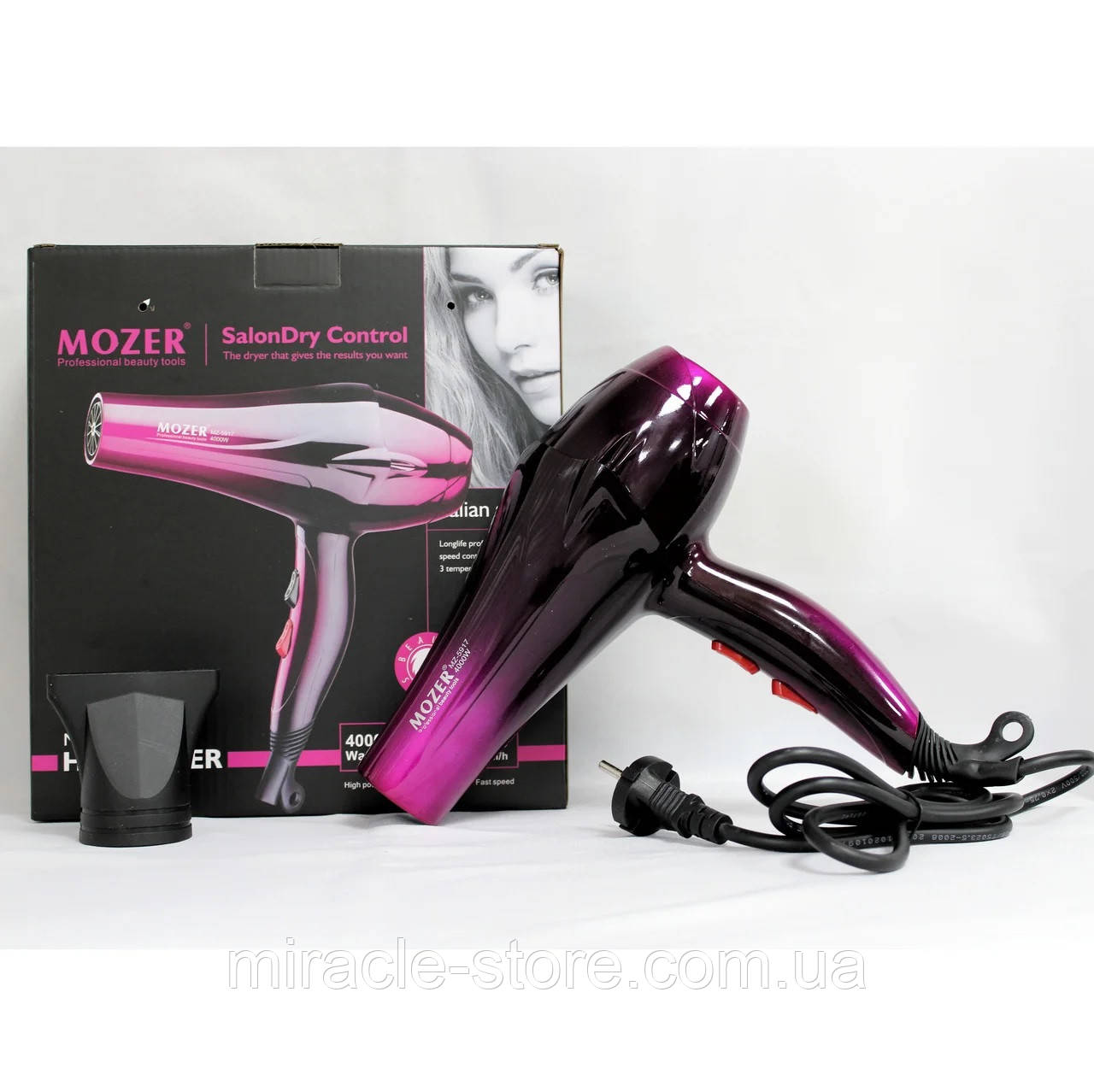 Потужний професійний фен для сушки і укладання волосся Mozer MZ-5917 4000 Вт