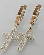 Серебряные серьги с золотыми вставками