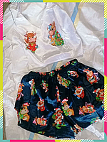 Женская пижама шелк Армани, шелковая пижама Армани Топ + шорты Рождественский Бык S