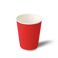 Стакан гофрированный красный 340 мл одноразовый стакан гофра для кофе