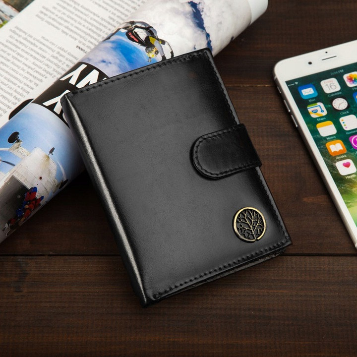 Чоловічий шкіряний гаманець Betlewski з RFID 9,5 х 12,3 х 3 (BPM-BF-65) - чорний, фото 1