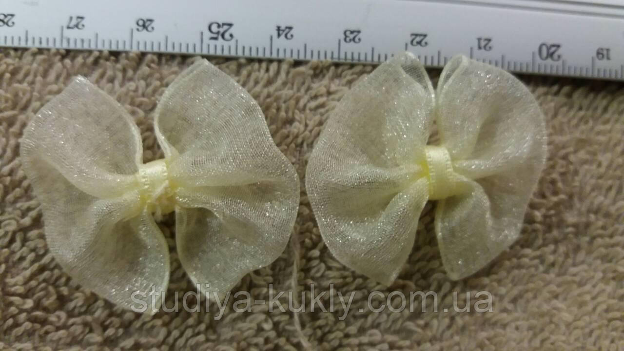 Бантик декоративний, пришивний. Колір - лимонный. Розмір 30 * 30 мм, №0129, фото 1