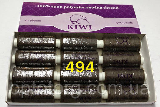 Швейні нитки №494 40/2 поліестер Kiwi Ківі 400ярдів, фото 1