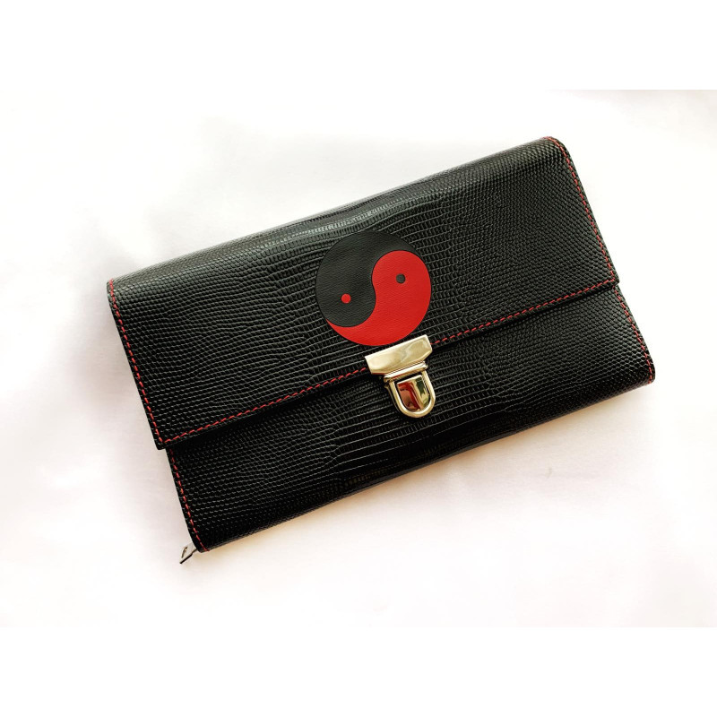 Гаманець-клатч із шкіри "Інь Янь", Вишуканий гаманець з натуральної шкіри гарний гаманець