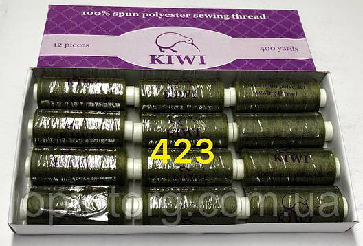 Швейні нитки №423 40/2 поліестер Kiwi Ківі 400ярдів, фото 1