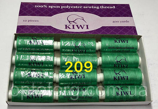 Швейні нитки №209 40/2 поліестер Kiwi Ківі 400ярдів, фото 1