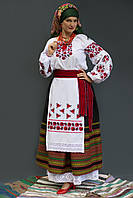 Национальный женский костюм с вышиванкой и вышитым белым фартухом № 159 (44 - 60 г.)