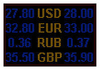 Электронное табло обмен валют - 4 валюты 960х640 мм сине-желтое