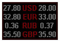 Электронное табло обмен валют - 4 валюты 960х640 мм бело-красное