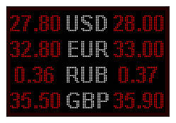 Електронне табло обмін валют — 4 валюти 960х640 мм червоно-біле