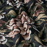 Штори (готовий комплект 2 шт.) тканина бавовна Іспанія великі квіти фон чорний 400412v6 з доставкою, фото 3