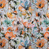 Штори (готовий комплект 2 шт.) тканина бавовна Іспанія великі жовтогарячі квіти 400414v8 з доставкою, фото 2