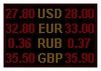 Электронное табло обмен валют - 4 валюты 960х640 мм красно-желтое