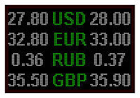 Электронное табло обмен валют - 4 валюты 960х640 мм бело-зеленое