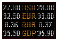 Электронное табло обмен валют - 4 валюты 960х640 мм бело-желтое