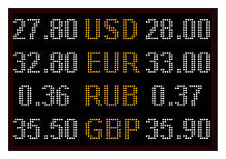 Електронне табло обмін валют — 4 валюти 960х640 мм біло-жовте