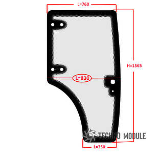 Скло дверей правого JM 804/ДТЗ 804 (h=1565, L=760х830х350)