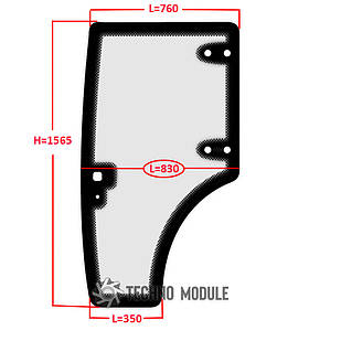 Скло дверей лівого JM 804/ДТЗ 804 (h=1565, L=760х830х350)