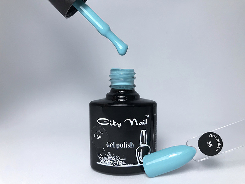 Гель лак небесно-синій CityNail 58 10мл (Блакитні нігті дизайн гель лак ), фото 1