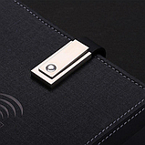 Подарунковий набір Блокнот з флешкою 16 Гб і бездротовою зарядкою Powerbank Чорний, фото 6