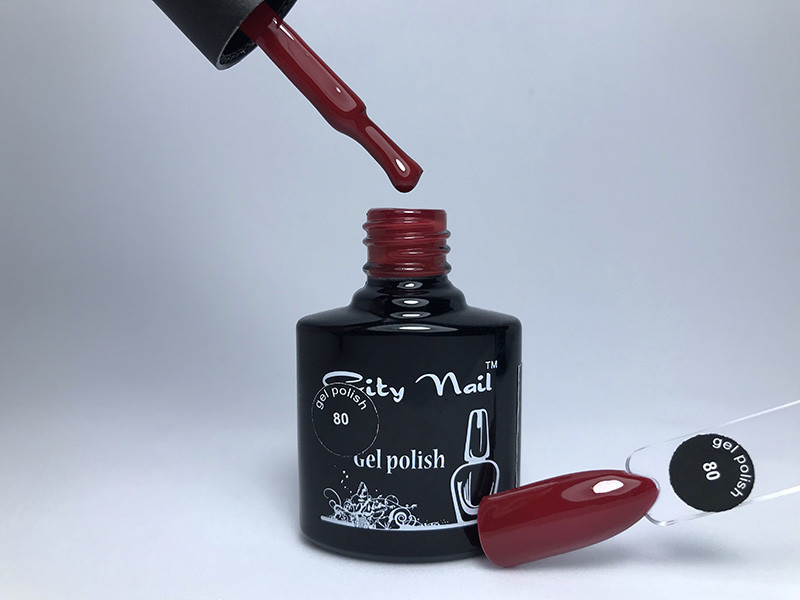 Гель Лак Темно Червоний Вишневий City Nail 80 - Бордовий гель-лак