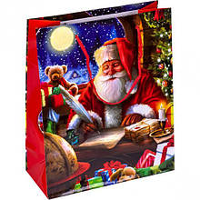 Пакет "Новорічний" середній, 21,5х18х8 см / Дід Мороз 3