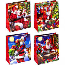 Пакет "Новорічний" середній, 21,5х18х8 см / Дід Мороз