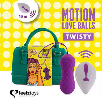 Вагінальні кульки з масажем і вібрацією FeelzToys Motion Love Balls Twisty з пультом ДУ, 7 режимів   | Puls69