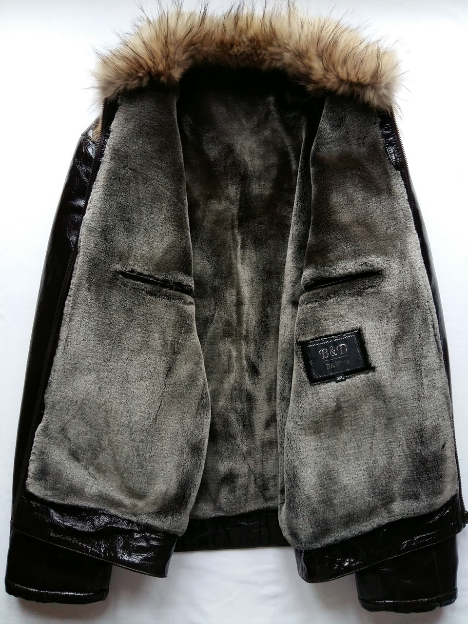 Зимняя кожаная мужская куртка с мехом дикой лисицы. - фото 10 - id-p1304076067