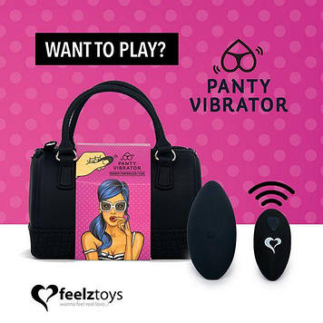 Вібратор в трусики FeelzToys Panty Vibrator Black з пультом ДУ, 6 режимів роботи, сумочка-чохол  (AS)