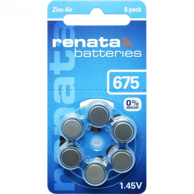 Батарейки Renata ZA675 для слухових апаратів (6шт.)