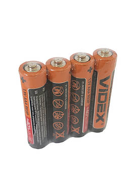 Батарейки пальчикові мініпальчикові ААА набір 4 шт. сольова Videx 4 шт Оригінал