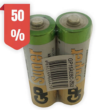 Батарейки пальчикові АА набір 2 шт. сольова Батарейка GP Super alkaline