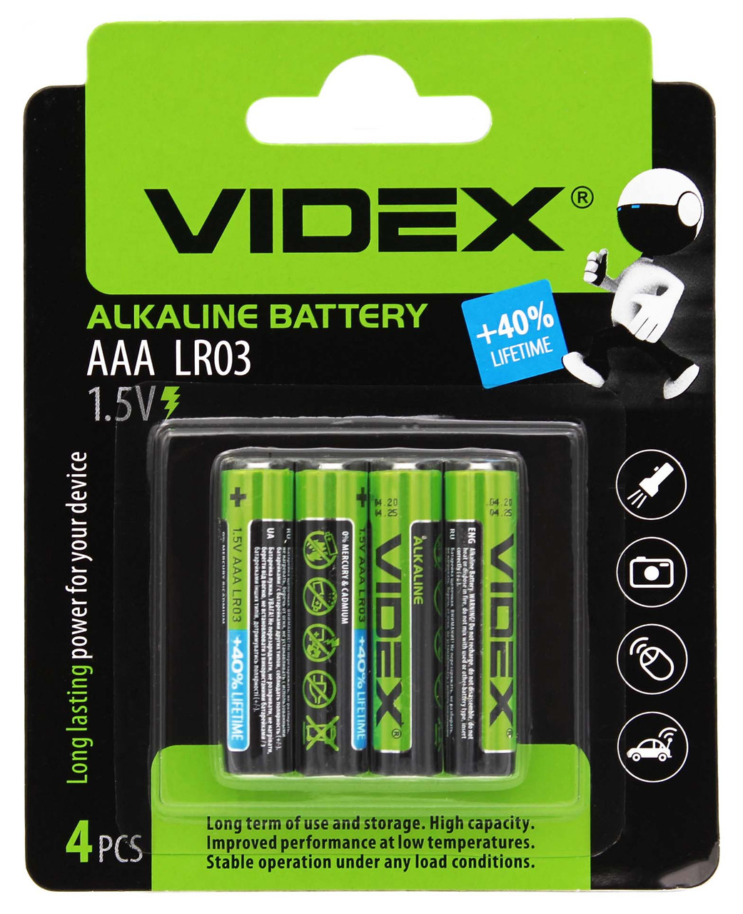 Батарейка Videx LR3/AAA / ALKALINE Блістер