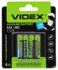Батарейки Videx R3/AAA ALKALINE 1.5 V блістер - 4шт. упаковка - 60шт.