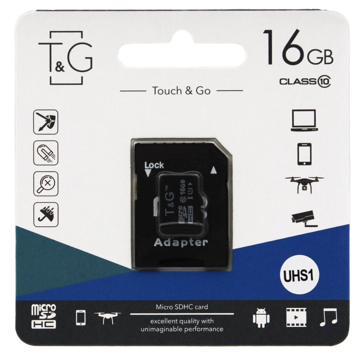 Картка пам'яті microSDHC T&G (UHS-1) 16GBSD class 10 (з адаптом) (Гарантія 3года)