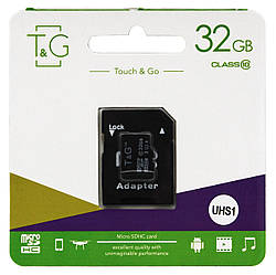 Карта пам'яті microSDHC T&G (UHS-1) 32GBSD клас 10 (з адаптером) (Гарантія 3 роки)