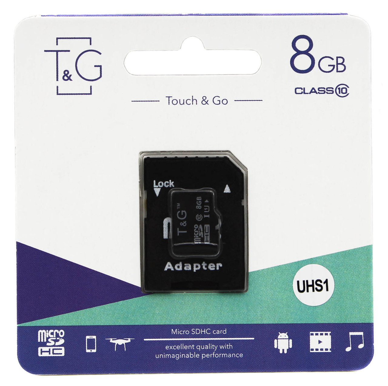 Картка пам'яті microSDHC T&G (UHS-1) 8GBSD class 10 (з адаптом) (Гарантія 3года)