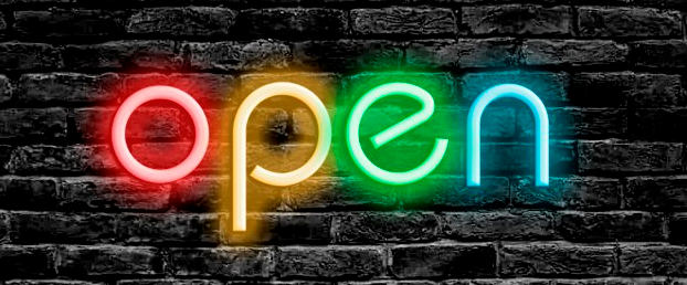Неонова вивіска табличка OPEN 13х26см