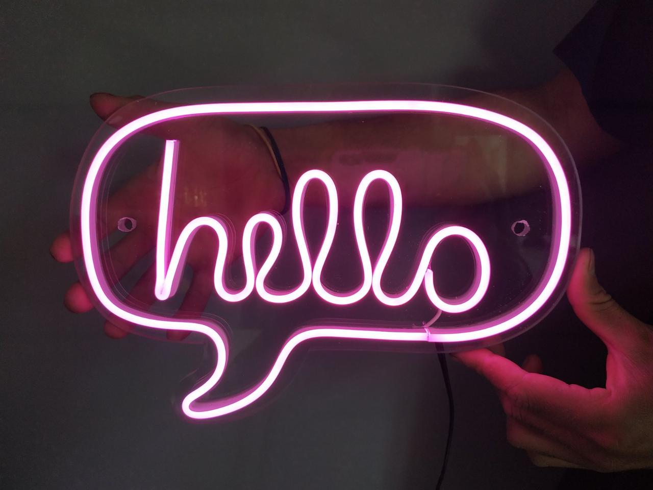 Неоновые надписи, табличка HELLO 20х30см