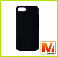 Чехол накладка Silicone Case Full Cover iPhone 7 / iPhone 8 Black с микрофиброй. Высокое качество.