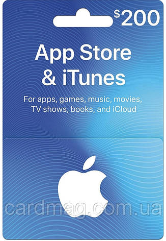 Подарункова карта iTunes Apple / App Store Gift Card на суму 200 usd, US-регіон, фото 1