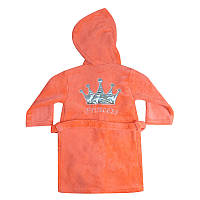 Детский тёплый махровый халат для девочки "Princess" 1-2 года корона оранжевый