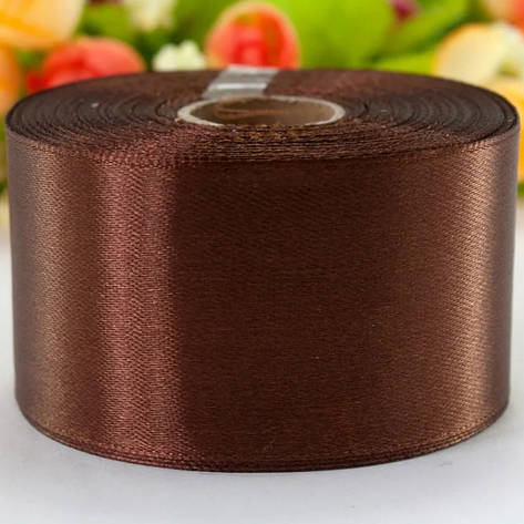 Атласна стрічка 40 мм (23 м.) коричнева, фото 1
