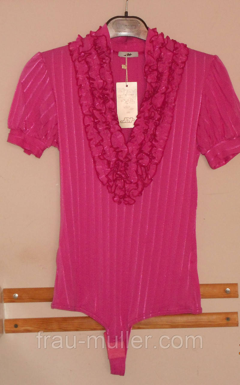 Малинова жіноча літня  блуза-боді з жабо Body Jet, фото 1